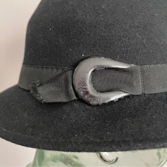 Vintage Charles Jourdan Paris Black Wool Brim Hat - Small 🇫🇷 - Picture 4 of 11
